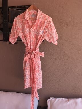 Sue Sartor Coral Floral Shirt Dress